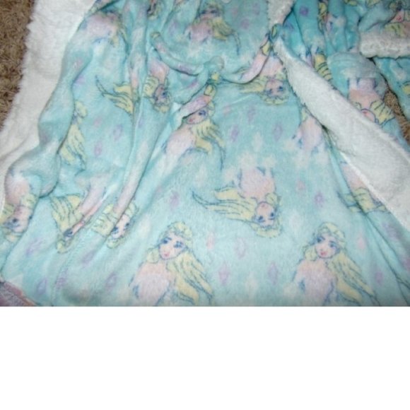 *Frozen Elsa Robe sz 8 Disney Blue Fleece Plush Long Sleeve Belted Winter Girls - Picture 6 of 6